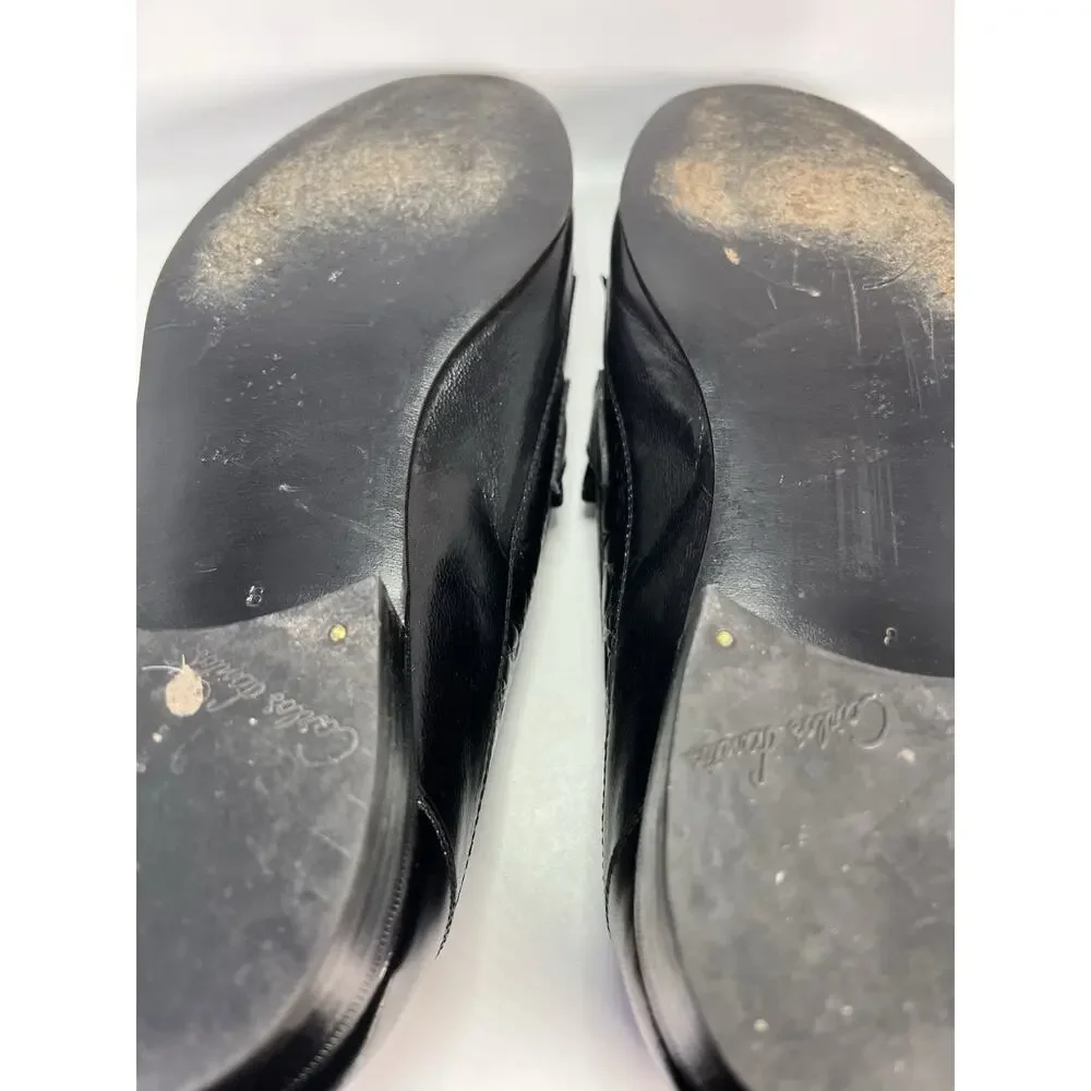 Carlos Santos Black Loafer Mens Leather Dress Shoes Size 8 Made In Portugal 3442